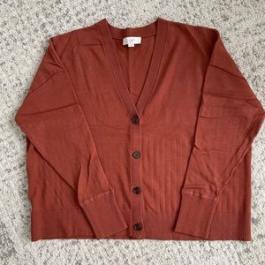 Loft Rust Orange Drop Sleeve V-Neck Cardigan - Size L